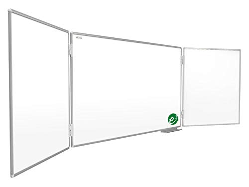 ALLboards Magnetisches Whiteboard Klapptafel 5-flächig 100×150//300cm P3 emailliert, Flügeltafel Weiß, Magnetisch, Trocken Abwischbar von ALLboards