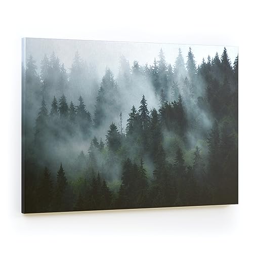 ALLboards Magnettafel CANVASboards 90×60 cm – Wald im Nebel, Memoboards Magnetpinnwand Canvas Bilder von ALLboards