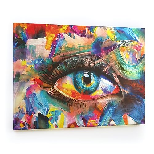 ALLboards Magnettafel CANVASboards 90x60cm – Auge mit der Farbe des Regenbogens, Memoboards Magnetpinnwand Canvas Bilder von ALLboards