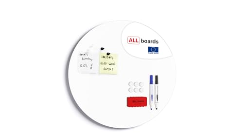 ALLboards Magnettafel Magnetplatte Whiteboard in Kreisform Weiß 30 cm Durchmesser Schreibtafel Magnetwand von ALLboards