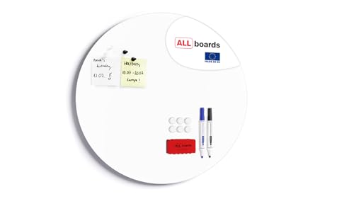 ALLboards Magnettafel Magnetplatte Whiteboard in Kreisform Weiß 60cm Durchmesser Schreibtafel Magnetwand von ALLboards