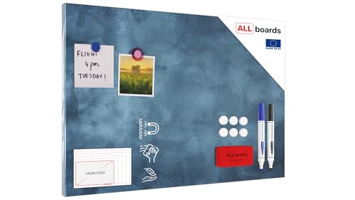 ALLboards Metallische Magnettafel BEWÖLKTER HIMMEL, 60x40cm MetalBoards Memoboard für jede Art von Magneten Magnetpinnwand + GRATIS Zubehörset von ALLboards