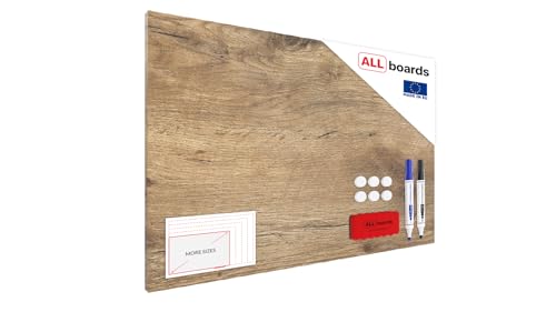 ALLboards Metallische Magnettafel HOLZ BAUMSTAMM BAUMKERN 60x40cm MetalBoards Memoboard für jede Art von Magneten Magnetpinnwand + 2 Marker, 6 Magnete und Schwamm von ALLboards