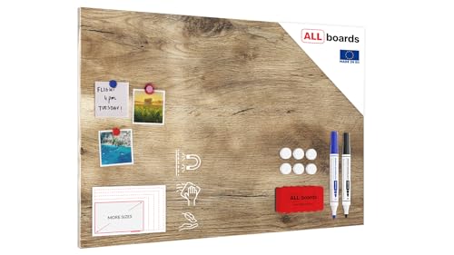 ALLboards Metallische Magnettafel HOLZ BAUMSTAMM BAUMKERN 90x60cm MetalBoards Memoboard für jede Art von Magneten Magnetpinnwand + 2 Marker, 6 Magnete, Schwamm von ALLboards