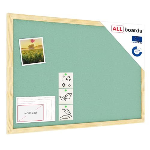 ALLboards Mint Pinnwand mit Holzrahmen 60x40cm Mint Korktafel Korkwand Pinnwand Kork von ALLboards