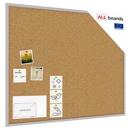 ALLboards Pinnwand mit Grauem Holz Rahmen 100x80cm Korktafel Korkwand Pinnwand Kork von ALLboards