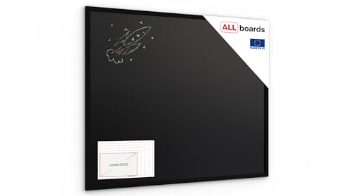 ALLboards Schwarze Kreidetafel 100x80cm mit Schwarz ECO-Holzrahmen, Schreibtafel, Kreide, Kreidetafel mit Holzrahmen, Wand Tafel Holz, Tafel gastronomie, Tafel schwarz, Schreibtafel zum Aufhängen von ALLboards