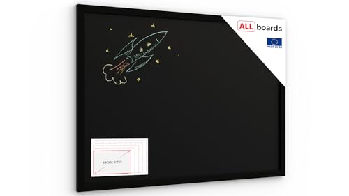 ALLboards Schwarze Kreidetafel 70x50cm mit Schwarz ECO-Holzrahmen, Schreibtafel, Kreide, Schreibtafel zum Aufhängen, Kreidetafel mit Holzrahmen, Tafel gastronomie, Tafel schwarz, Kreidetafel wand von ALLboards
