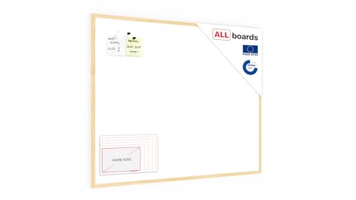 ALLboards Whiteboard mit Holzrahmen 100x80cm Magnettafel Weiß Magnetisch, Trocken Abwischbar von ALLboards