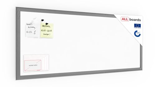 ALLboards Whiteboard mit grauem Rahmen 30x70cm Magnettafel Weiß Magnetisch, Trocken Abwischbar von ALLboards