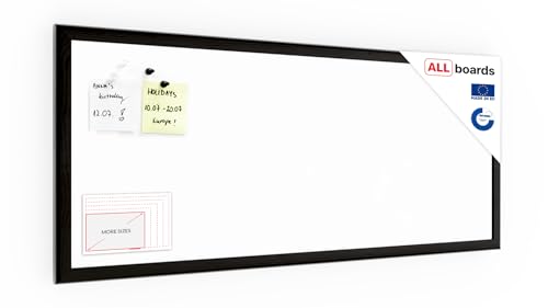 ALLboards Whiteboardmit schwarzem Rahmen 30x70cm Magnettafel Weiß Magnetisch, Trocken Abwischbar von ALLboards