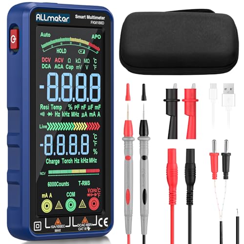 ALLmeter Digital Multimeter 6000 Zählungen Strommessgerät mit Farbbildschirm CAT II 1000V CAT III 600V True RMS Voltmeter für AC/DC Spannung Strom Kapazität Widerstand Dioden Frequenz Temperatur NCV ALLmeter Digital Multimeter 6000 Zählungen Strommessgerät mit Farbbildschirm CAT II 1000V CAT III 600V True RMS Voltmeter für AC/DC Spannung Strom Kapazität Widerstand Dioden Frequenz Temperatur NCV von ALLmeter