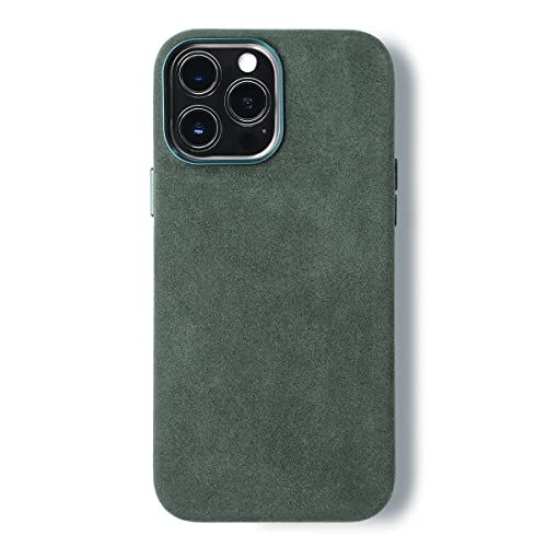 ALMA Alcantara Handyhülle für iPhone 15 Serie (15 Pro, Waldgrün) von ALMA