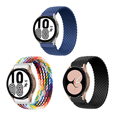 ALMNVO Geflochtenes Stretch-Nylonband für Samsung Galaxy Watch 3 45 mm/Gear S3 Classic/Frontier/46 mm, weiches elastisches Solo-Loop-Armband für Huawei Watch GT, 22 mm-XXS, 3 Stück von ALMNVO