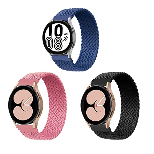 ALMNVO Geflochtenes Stretch-Nylonband für Samsung Galaxy Watch 3 45 mm/Gear S3 Classic/Frontier/46 mm, weiches elastisches Solo-Loop-Armband für Huawei Watch GT, 22 mm-XXS, 3 Stück von ALMNVO