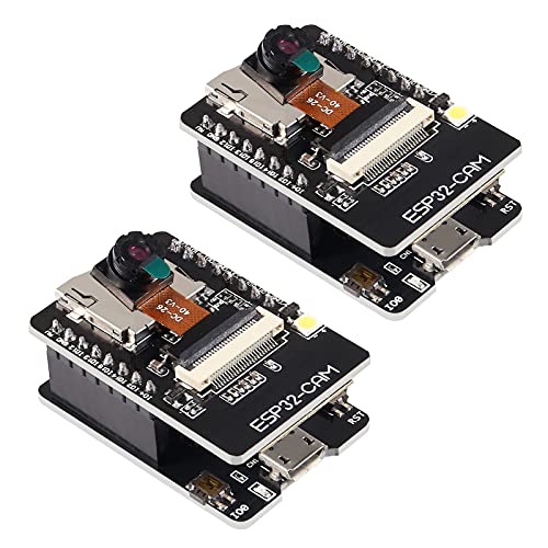 2pcs ESP32 CAM Entwicklungsplatine, WLAN/Bluetooth, ESP32 DC 5V Dual-Core-Entwicklungsplatine mit OV2640 Kamera-TF-Karten-Modul kompatibel mit Arduino (2pcs) von ALMOCN