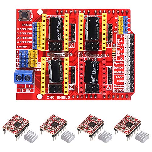ALMOCN 3D-Drucker-CNC-Shield-Erweiterungsplatine mit 4 Stück A4988 Schrittstab-Schrittmotor-Treibermodul für 3D-Drucker ALMOCN 3D-Drucker-CNC-Shield-Erweiterungsplatine mit 4 Stück A4988 Schrittstab-Schrittmotor-Treibermodul für 3D-Drucker von ALMOCN