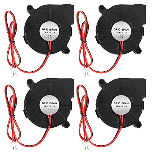 ALMOCN 5015 Kühlgebläse, Doppelkugellager, 50 x 50 x 15 mm, 0,17 A, Turbo-Kühlventilator für 3D-Drucker, 24 V, 4 Stück von ALMOCN