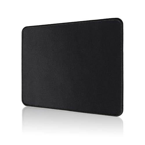 ALOANES Mauspad mit genähtem Rand, rutschfeste Gummiunterseite, Mauspad für Laptop und Computer, kleines Mauspad für Gamer, Büro und Zuhause, schwarzes quadratisches Mauspad 24,9 x 21,6 x 0,2 cm von ALOANES