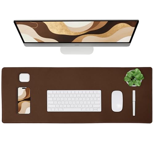 ALOANES Wasserdichtes Mauspad mit strapazierfähigem genähtem Rand, XXXL-Gaming-Tastatur-Pad, rutschfeste Gummiunterseite, erweitertes Schreibtischunterlage für Gamer, Büro und Zuhause, braunes von ALOANES