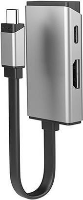 ALOGIC MagForce DUO Charge - Videoadapter - 24 pin USB-C männlich zu HDMI, USB-C (nur Spannung) weiblich - 13,5 cm - Space-grau - Support von 4K 60 Hz, 100 W Pass-Through-Stromversorgung (ULCHDPD-SGR) von ALOGIC