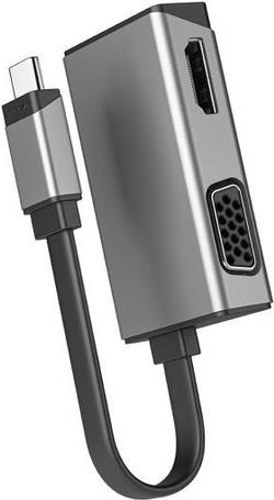 ALOGIC MagForce Duo Play - Videoadapter - 24 pin USB-C männlich zu HD-15 (VGA), HDMI weiblich - 7.5 cm - Space-grau - unterstützt 4K 60 Hz (4096 x 2160), 1920 x 1200 (WUXGA) Support 60 Hz (VGA) (ULCVGHD-SGR) von ALOGIC
