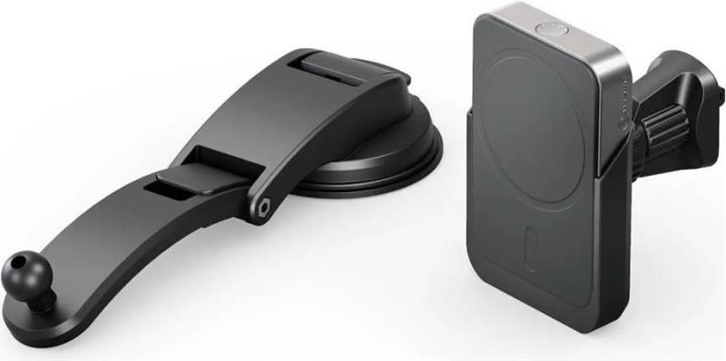 ALOGIC Matrix+ - Kfz-Halterung für induktives Laden + Kfz-Netzteil + Powerbank mit kabelloser Ladefunktion - 5000 mAh - 18 Watt - 1.67 A - Fast Charge (USB-C (PD)) - Schwarz (MSPBCMDM) von ALOGIC