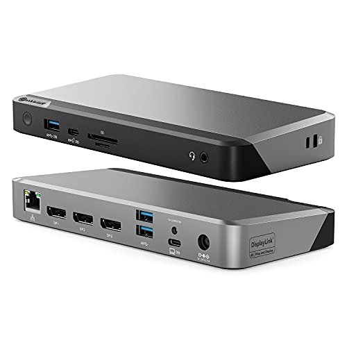 ALOGIC Triple 4K Display Universal Docking Station DX3 mit 100W Laptop Aufladen für Mac und Windows,3x4K@60Hz DisplayPort, 1xUSB-C 10G (Fast Charging),3xUSB-A 5G, Audio, Ethernet, Micro/SD Kartenleser von ALOGIC