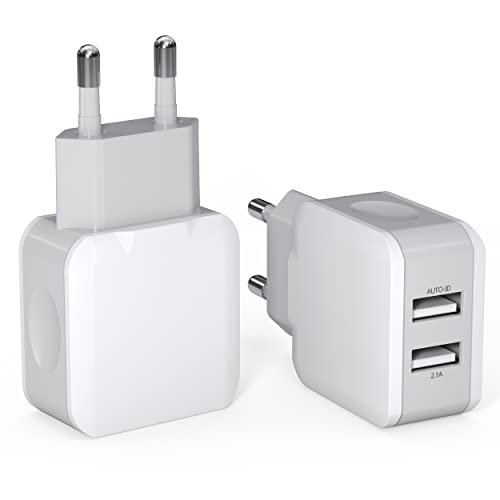 USB Ladegerät 2.1A/5V 2-Pack USB Stecker Steckdose USB Netzteil USB Ladestecker Stecker für USB Ladekabel USB Adapter Kompatibel mit iPhone Samsung Pixel LG USB Netzstecker USB Stromstecker von ALOYANI