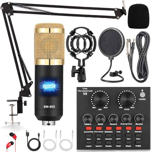 Podcast Gerätepaket, ALPOWL Audio Schnittstelle mit All in One DJ Mixer und Kondensator mikrofon, Perfekt zum Aufnehmen, Live Streaming, Gaming (Gold) von ALPOWL