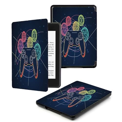 Hülle Kompatibel mit 6.8" Kindle Paperwhite (11th Generation-2021) and Kindle Paperwhite Signature Edition,Dünn Schlank Schutzhülle Case Cover PC Tablet Hülle,Blau Geometrie-Gamepad von ALTCIRNMD