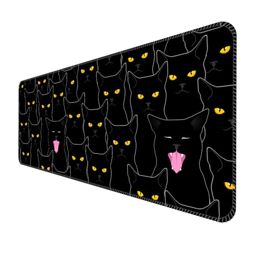 ALTEKO Großes Gaming-Mauspad, Computer-Mauspad, lustige Schreibtischunterlage, Dekoration, große, niedliche Schreibtischunterlage, rutschfeste Unterseite, 80 x 30 cm, luxuriöse schwarze Katzen ALTEKO Großes Gaming-Mauspad, Computer-Mauspad, lustige Schreibtischunterlage, Dekoration, große, niedliche Schreibtischunterlage, rutschfeste Unterseite, 80 x 30 cm, luxuriöse schwarze Katzen von ALTEKO