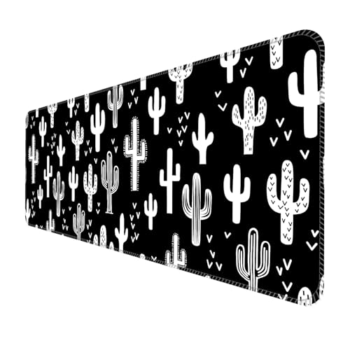 ALTEKO Großes Gaming-Mauspad, Computer-Mauspad, lustige Schreibtischunterlage, Dekoration, große, niedliche Schreibtischunterlage, rutschfeste Unterseite, 80 x 30 cm, niedlich, schwarz-weiße Kakteen ALTEKO Großes Gaming-Mauspad, Computer-Mauspad, lustige Schreibtischunterlage, Dekoration, große, niedliche Schreibtischunterlage, rutschfeste Unterseite, 80 x 30 cm, niedlich, schwarz-weiße Kakteen von ALTEKO