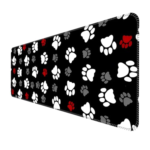 ALTEKO Großes Gaming-Mauspad, Computer-Mauspad, lustige Schreibtischunterlage, Dekoration, große, niedliche Schreibtischunterlage, rutschfeste Unterseite, 80 x 30 cm, schwarz-weiße Hundepfoten ALTEKO Großes Gaming-Mauspad, Computer-Mauspad, lustige Schreibtischunterlage, Dekoration, große, niedliche Schreibtischunterlage, rutschfeste Unterseite, 80 x 30 cm, schwarz-weiße Hundepfoten von ALTEKO