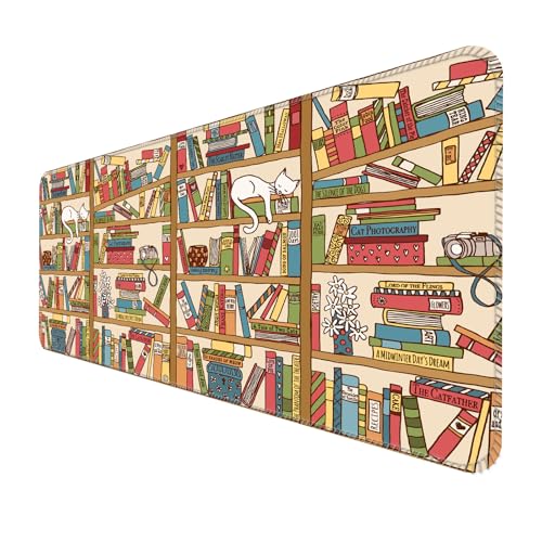 ALTEKO Großes Gaming-Mauspad, Computer-Mauspad, lustige Schreibtischunterlage, Dekoration, große niedliche Schreibtischunterlage, rutschfeste Unterseite, 80 x 30 cm, niedliche Bücherregal-Katzen ALTEKO Großes Gaming-Mauspad, Computer-Mauspad, lustige Schreibtischunterlage, Dekoration, große niedliche Schreibtischunterlage, rutschfeste Unterseite, 80 x 30 cm, niedliche Bücherregal-Katzen von ALTEKO