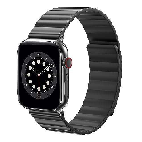 ALTOUMAN Compatible with Apple Watch Band 42mm 44mm 45mm, Compatible for iWatch Series 7/6/5/4/3/2/1/SE, Magnetic Bands Compatible for Apple Watch Bands for Women Men,Black von ALTOUMAN
