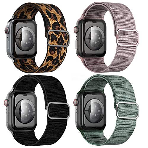 Kompatibel mit Apple Watch Armband 45mm 44mm 42mm Damen Herren – Stretchy Nylon Solo Loop Armbänder mit Lagerung Tasche für Apple Watch SE/7/6/5/4/3/2/1, Einstellbar Sport Armband, 4 Packungen Kompatibel mit Apple Watch Armband 45mm 44mm 42mm Damen Herren – Stretchy Nylon Solo Loop Armbänder mit Lagerung Tasche für Apple Watch SE/7/6/5/4/3/2/1, Einstellbar Sport Armband, 4 Packungen von ALTOUMAN