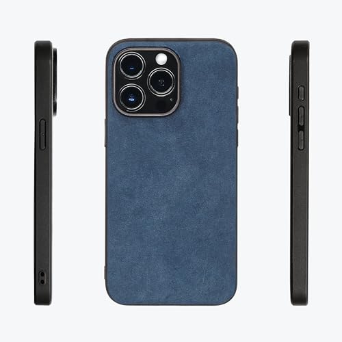 ALTRAALMA Alcantara Back-Wrap Handyhülle für iPhone 15 Serie, handgefertigte Back-Wrap Italienische synthetische Wildlederhülle, kompatibel mit Magsafe Wireless Charging (iPhone 15 Pro, Marineblau) von ALTRAALMA
