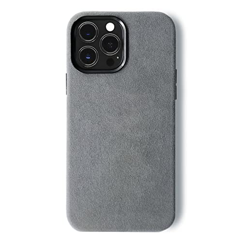 ALTRAALMA for Alcantara Full-Wrap Phone Case for iPhone 13 Series, Compatible with Mag-Safe Wireless Charging, Handmade Full-Wrap Italian Synthetic Suede Cover (für iPhone 13, Grau) von ALTRAALMA