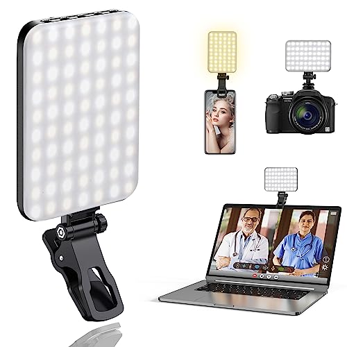 ALTSON 60 LED Videolicht Selfie Licht mit Tragbarer Klemme & Kamerastativ, Wiederaufladbar 2200mAh, CRI 97+, 3 Lichtmodi für iPhone, Handy, Webcam, Zoom, Streaming, Laptop, Foto, Make-up, Computer von ALTSON