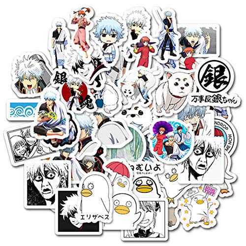 ALTcompluser 50 STK Anime Gintama Stickers Wasserdicht Vinyl Aufkleber für Laptop, MacBook, Gepäck, Skateboard von ALTcompluser