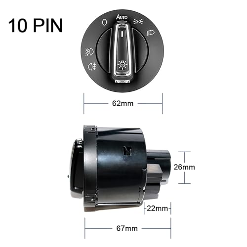 Auto Scheinwerferschalter Sensor für VW Passat B5 Golf 4 Transporter T5 Passat Tiguan Jetta MK6 GOLF6,Scheinwerferschaltkontroll Sensormodul Ersatz Zubehörteil,E-10 PIN Tiguan von ALaaaaL