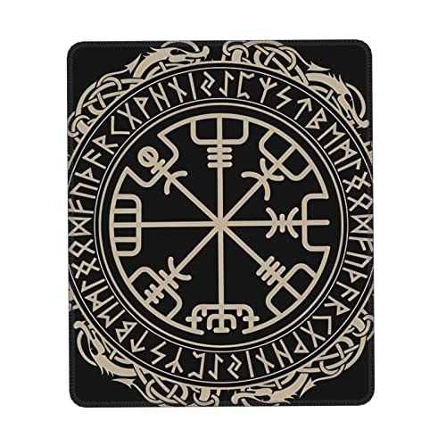 AMACAY Magical Design Norse Runes Kompass & * Mauspad 25,4 x 30,5 cm mit genähten Kanten und rutschfester Gummiunterseite, dickeres Design für mehr Haltbarkeit. von AMACAY