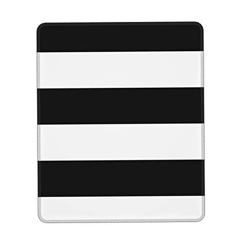 AMACAY Streifen Schwarz Weiß & * Mauspad 17,8 x 21,6 cm mit genähten Kanten und rutschfester Gummiunterseite, dickeres Design für mehr Haltbarkeit. von AMACAY