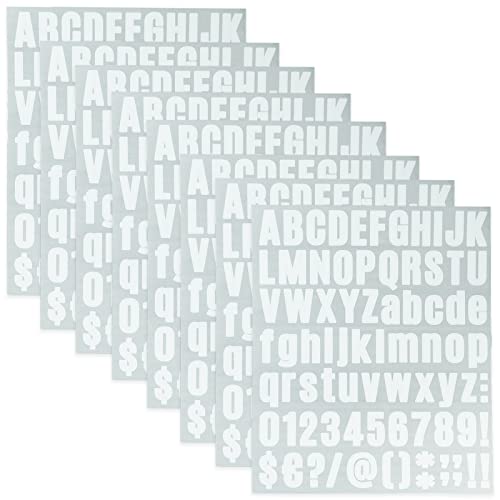 9 Blätter Selbstklebendes Vinyl Buchstaben Zahlen Kit, Briefkasten Nummern Aufkleber für Postkasten, Schilder, Fenster, Tür, Autos, Lastwagen, Heim, Adress Nummer (Weiß, 1 Zoll) von AMANDELIZABE
