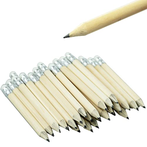 AMANDELIZABE 44 Stück Mini Bleistift Kurze Holzstifte Bulk mit Radiergummi halber Bleistift Golf Bleistift mini pencil für Vorschulkinder Kleinkinder Kindergarten Schule Zuhause (10cm) von AMANDELIZABE