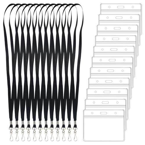 Ausweishülle mit Band Set, 11 Stück Transparente Kartenhülle 11 Stück Schlüsselband Schwarz mit Drehbarem Clip, Ausweishalter für Studenten Mitabeiter Ausweishülle mit Band Set, 11 Stück Transparente Kartenhülle 11 Stück Schlüsselband Schwarz mit Drehbarem Clip, Ausweishalter für Studenten Mitabeiter von AMANDELIZABE