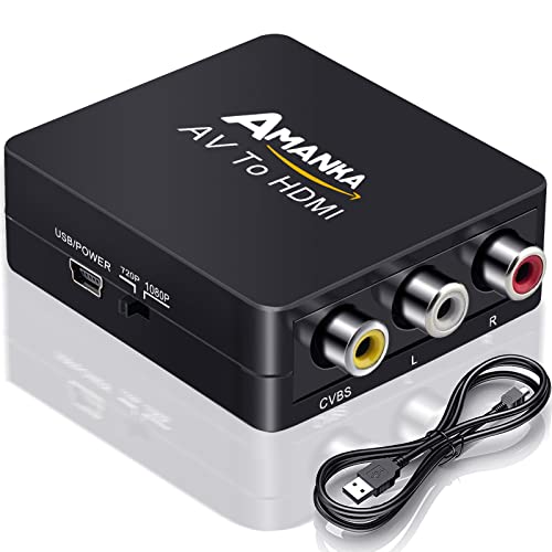 AMANKA AV zu HDMI Adapter und RCA HDMI 1080P Videokonverter mit USB Ladekabel für PC Laptop Xbox PS4 PS3 TV STB VHS DVD Kamera Schwarz von AMANKA