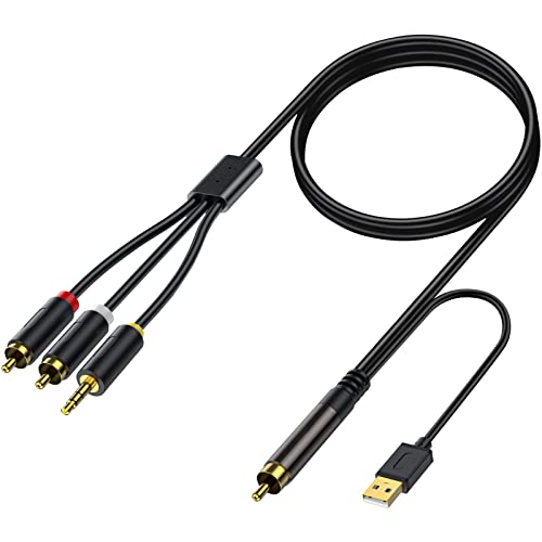 AMANKA DAC Digital zu Analog Audio Koaxial zu L/R RCA Wandler, Koaxial Eingang Analog Stereo RCA L/R und 3.5mm Klinke Ausgangskabel Signalwandler,150cm lang mit Netzadapter für HDTV DVD Sky HDTV Box von AMANKA