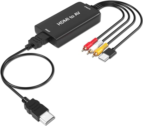 AMANKA HDMI auf RCA AV Adapter mit HDMI Kabel,HDMI Konverter 1080P Composite Video Audio HDMI zu Cinch Wandler Unterstützung PAL/NTSC für TV DVD PS2 PS3 Wii VHS BlueRay usw von AMANKA